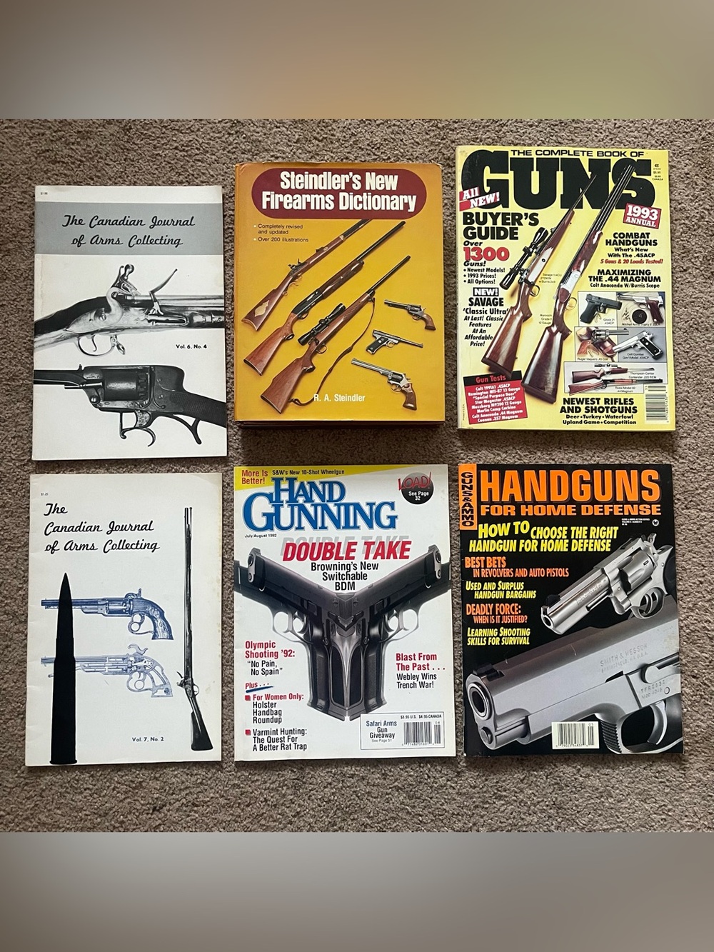 Vintage Gun Shooting Magazines & Weapon Rifle Dictionary Hardcover Book